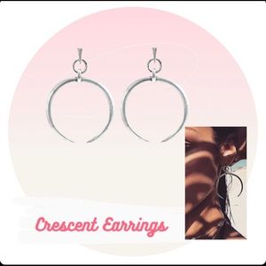 2” Silver Crescent Moon Earrings
